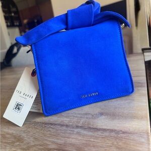 Ted Baker Cobalt Blue Suede Crossbody with Top Knot